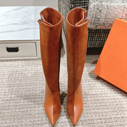 HILONA 6 CM BOOTS IN BRONZE BROWN CALFSKIN AND SUEDE