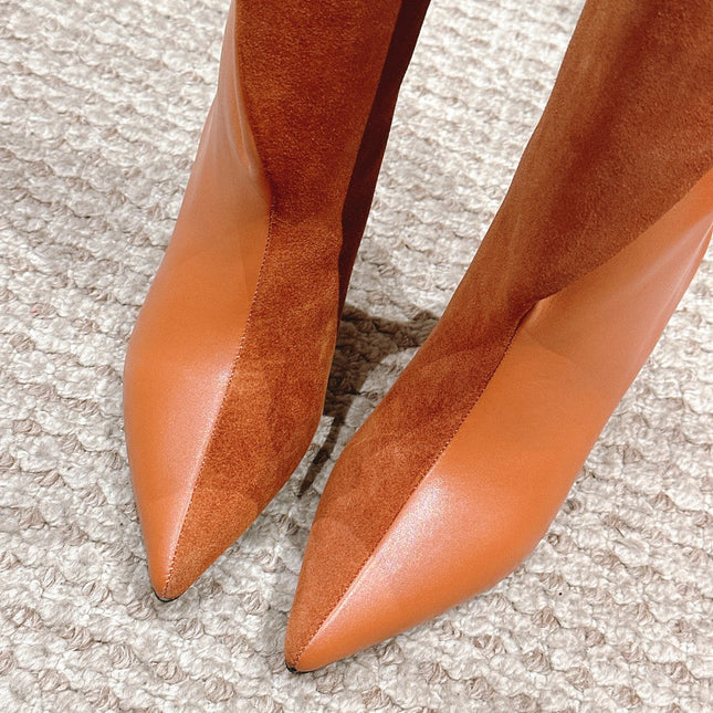 HILONA 6 CM BOOTS IN BRONZE BROWN CALFSKIN AND SUEDE