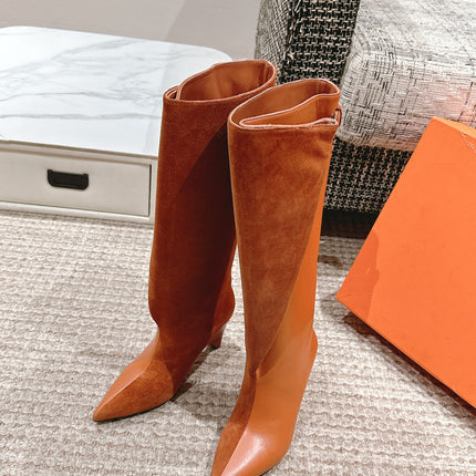 HILONA 6 CM BOOTS IN BRONZE BROWN CALFSKIN AND SUEDE