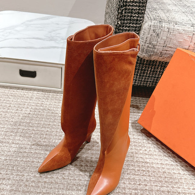 HILONA 6 CM BOOTS IN BRONZE BROWN CALFSKIN AND SUEDE