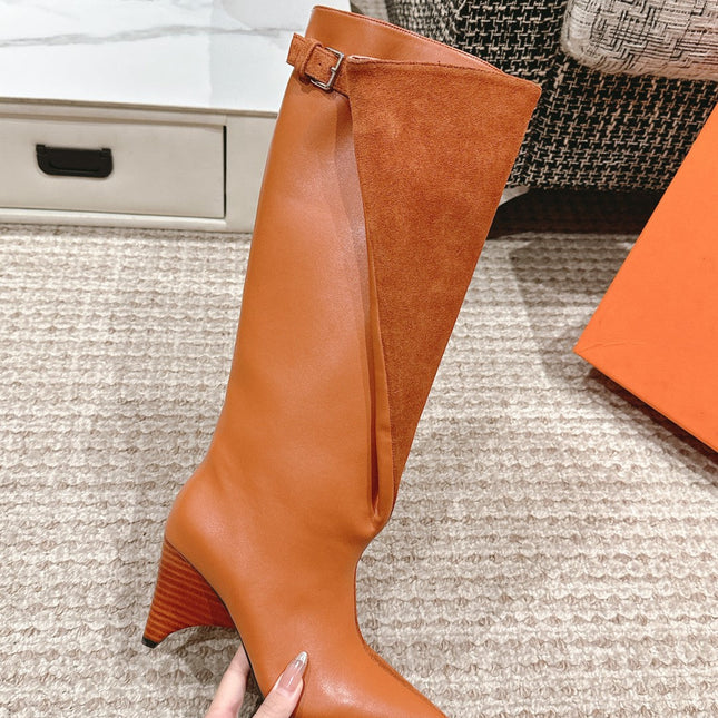 HILONA 6 CM BOOTS IN BRONZE BROWN CALFSKIN AND SUEDE