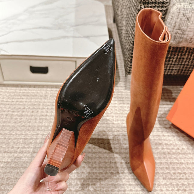 HILONA 6 CM BOOTS IN BRONZE BROWN CALFSKIN AND SUEDE