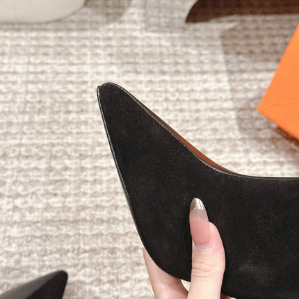 HILONA 6 CM BOOTS IN BLACK CALFSKIN AND SUEDE