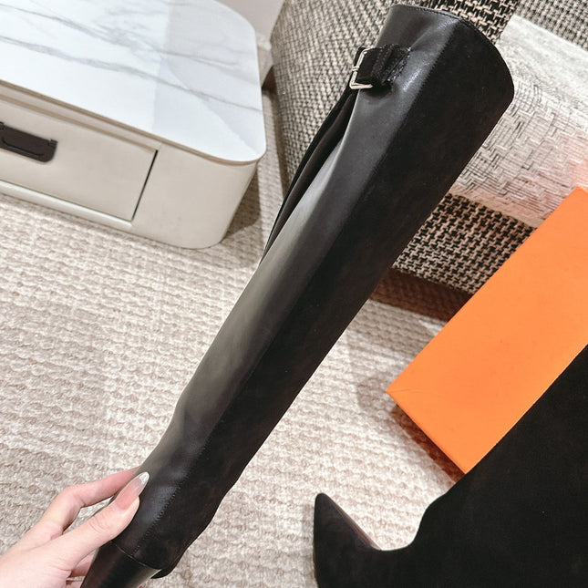 HILONA 6 CM BOOTS IN BLACK CALFSKIN AND SUEDE