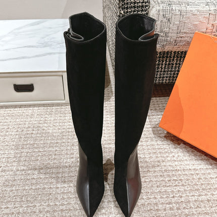 HILONA 6 CM BOOTS IN BLACK CALFSKIN AND SUEDE