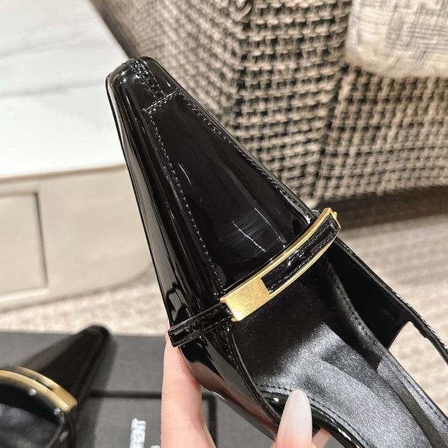 HIGH HEEL 7 CM SLINGBACK IN BLACK PATENT CALFSKIN