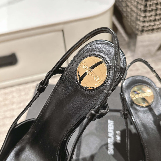 HIGH HEEL 7 CM SLINGBACK IN BLACK PATENT CALFSKIN