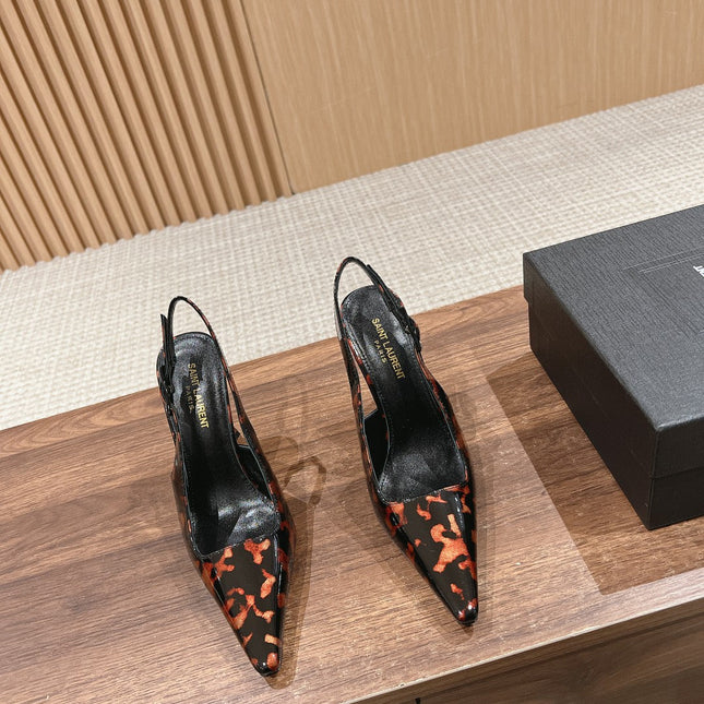 SL DUNE SLINGBACK PUMPS LEOPARD POLISHED CALFSKIN