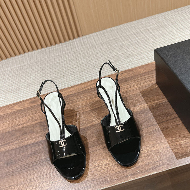 high heel 70 sandals black white patent calfskin