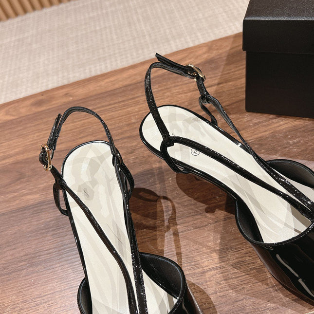 high heel 70 sandals black white patent calfskin