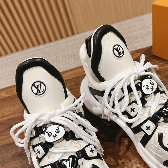 LV ARCHLIGHT SNEAKER IN WHITE MIX BLACK EMBOSSED CALFSKIN 101058