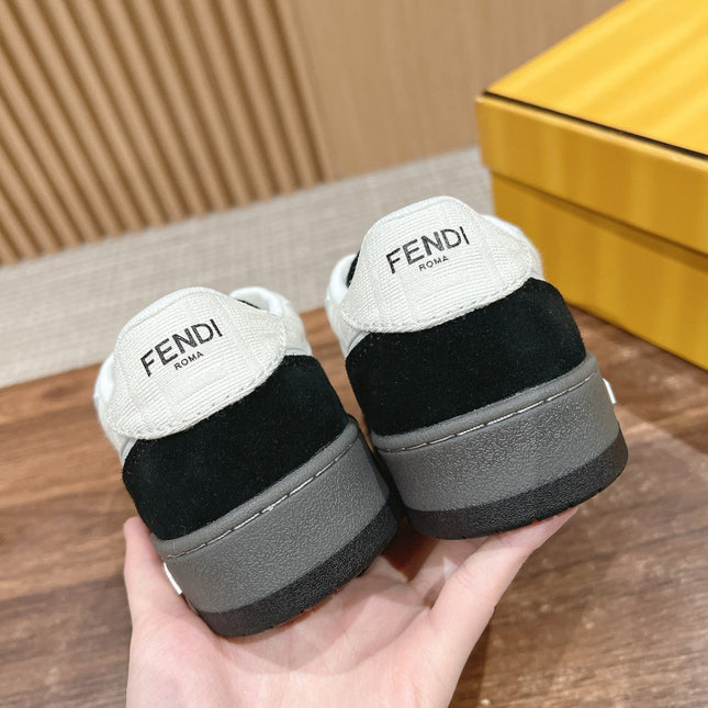 FENDI MATCH TRAINER IN BLACK MIX WHITE CALFSKIN AND HIGH-DENSIITY FABRIC