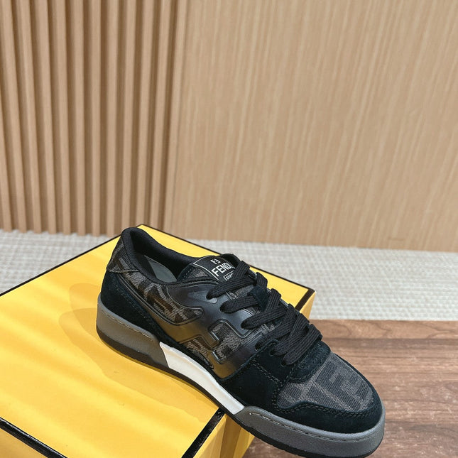 FENDI MATCH TRAINER IN BLACK CALFSKIN AND HIGH-DENSIITY FABRIC