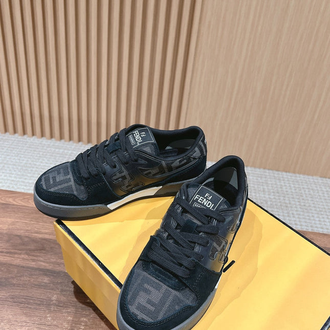 FENDI MATCH TRAINER IN BLACK CALFSKIN AND HIGH-DENSIITY FABRIC