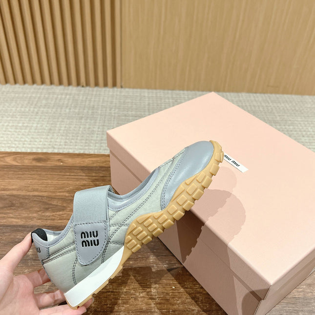 BALLET SHOES IN GRAY LAMBSKIN AND FABRIC ANTI-SLIP RUBBER SOLE