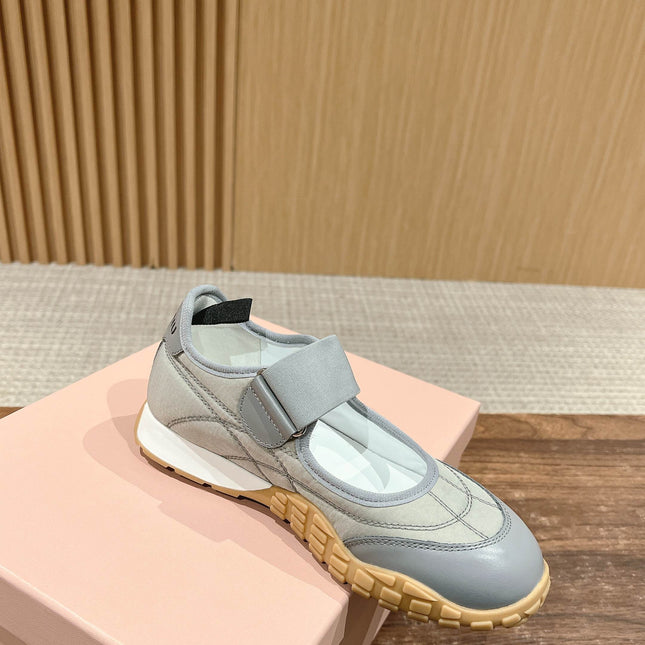 BALLET SHOES IN GRAY LAMBSKIN AND FABRIC ANTI-SLIP RUBBER SOLE