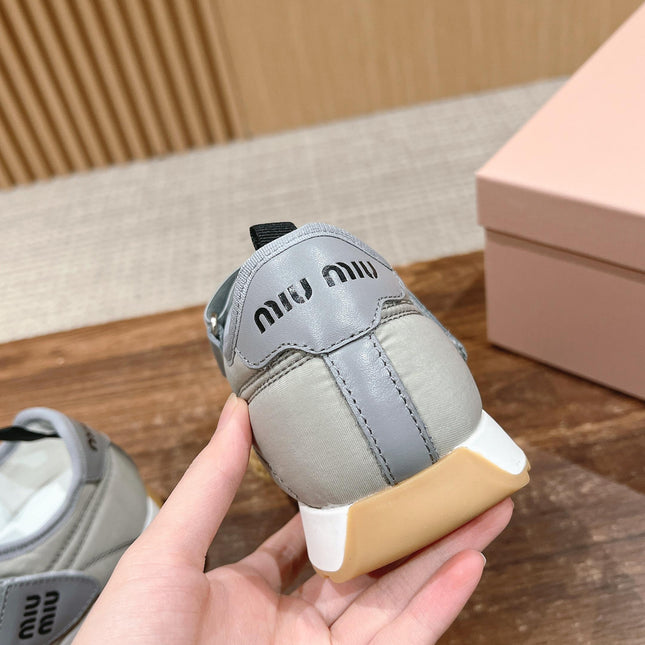 BALLET SHOES IN GRAY LAMBSKIN AND FABRIC ANTI-SLIP RUBBER SOLE