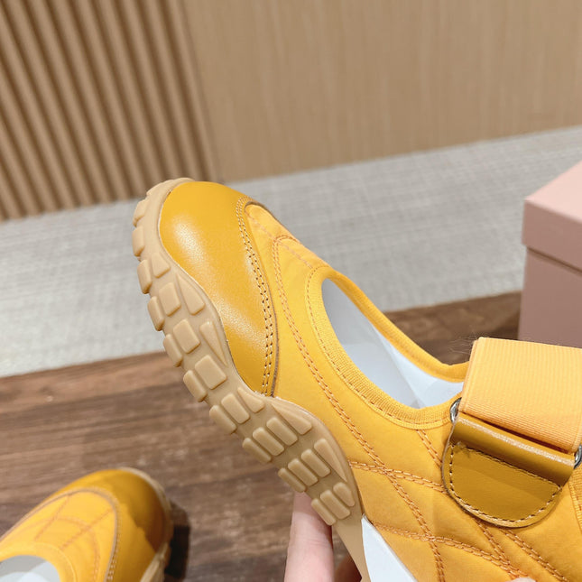 BALLET SHOES IN YELLOW LAMBSKIN AND FABRIC ANTI-SLIP RUBBER SOLE