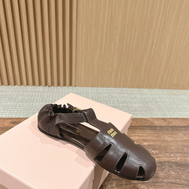 FISHERMAN BUCKLE SANDALS IN COCOA BROWN LAMBSKIN