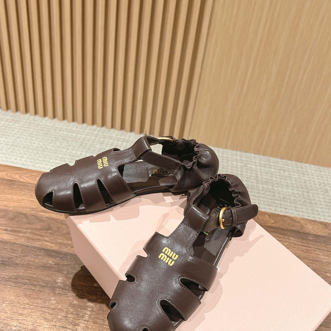 FISHERMAN BUCKLE SANDALS IN COCOA BROWN LAMBSKIN
