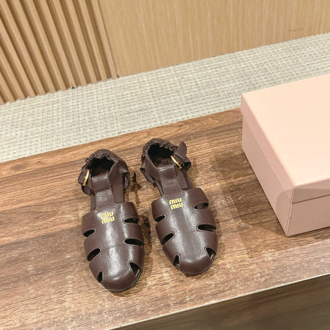 FISHERMAN BUCKLE SANDALS IN COCOA BROWN LAMBSKIN