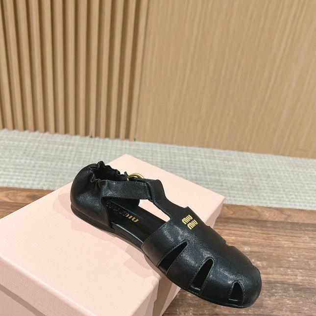 FISHERMAN BUCKLE SANDALS IN BLACK LAMBSKIN