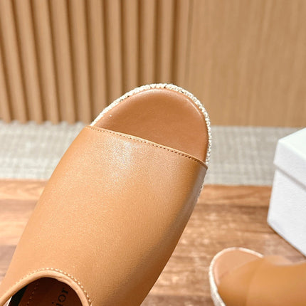 ATTITUDE WEDGE HIGH SLINGBACK 90MM IN BROWN CALFSKIN CANVAS SOLE