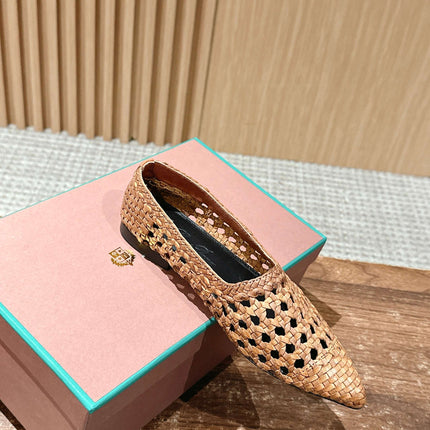 LP POINTED-TOE BALLET FLATS 25S IN LIGHT BROWN LAMBSKIN