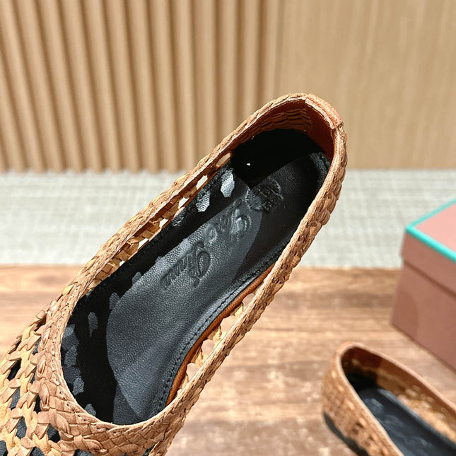 LP POINTED-TOE BALLET FLATS 25S IN LIGHT BROWN LAMBSKIN