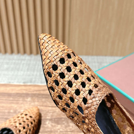 LP POINTED-TOE BALLET FLATS 25S IN LIGHT BROWN LAMBSKIN