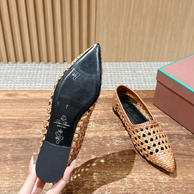 LP POINTED-TOE BALLET FLATS 25S IN LIGHT BROWN LAMBSKIN