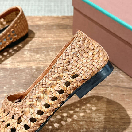 LP POINTED-TOE BALLET FLATS 25S IN LIGHT BROWN LAMBSKIN