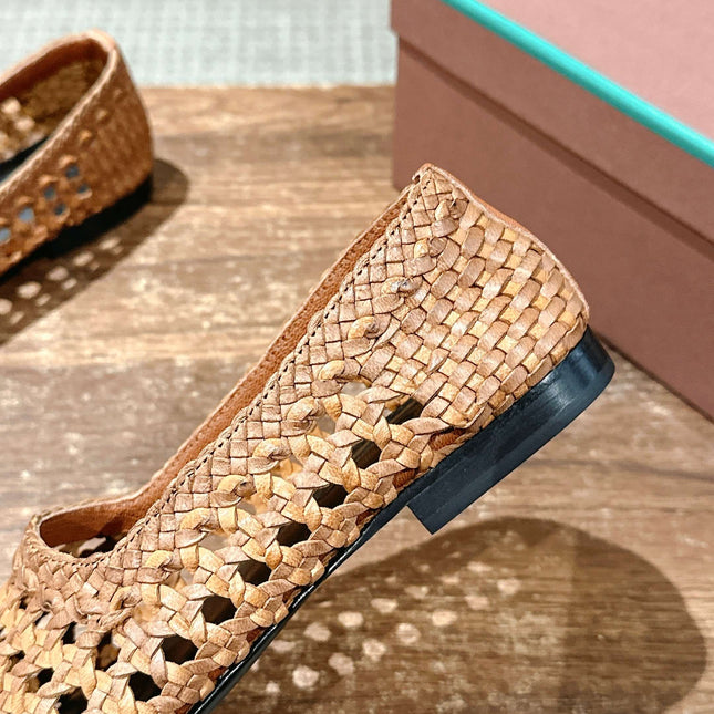 LP POINTED-TOE BALLET FLATS 25S IN LIGHT BROWN LAMBSKIN