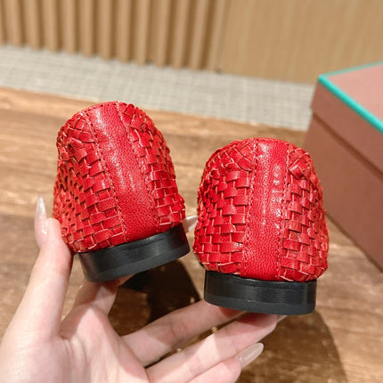 LP POINTED-TOE BALLET FLATS 25S IN RED LAMBSKIN