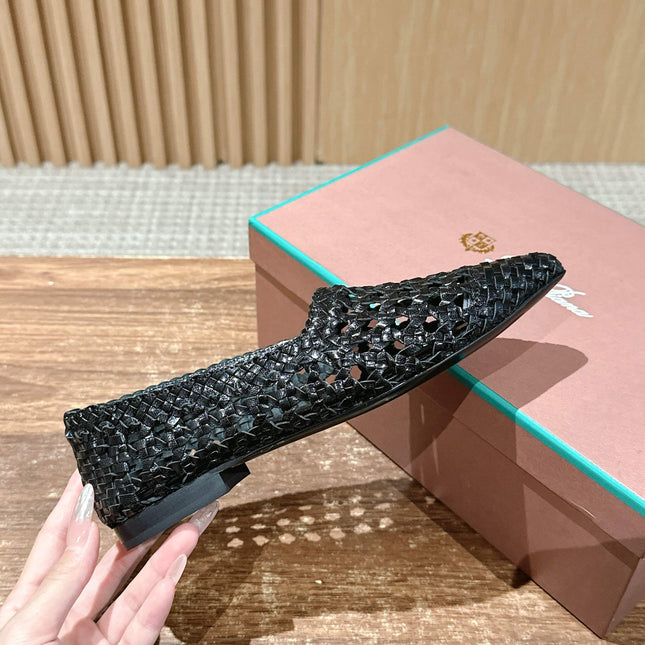 LP POINTED-TOE BALLET FLATS 25S IN BLACK LAMBSKIN