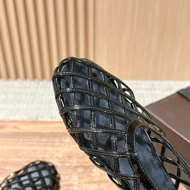 ALAIA MESH BALLET FLATS 25S IN BLACK LAMBSKIN