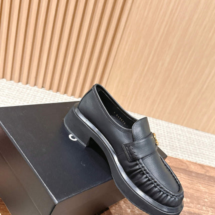 CHANEL 25S DOUBLE MONK STRAP PLEATED LOAFERS BLACK IN CALFSKIN