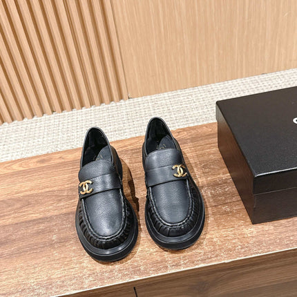 CHANEL 25S DOUBLE MONK STRAP PLEATED LOAFERS BLACK IN CALFSKIN