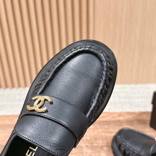 CHANEL 25S DOUBLE MONK STRAP PLEATED LOAFERS BLACK IN CALFSKIN