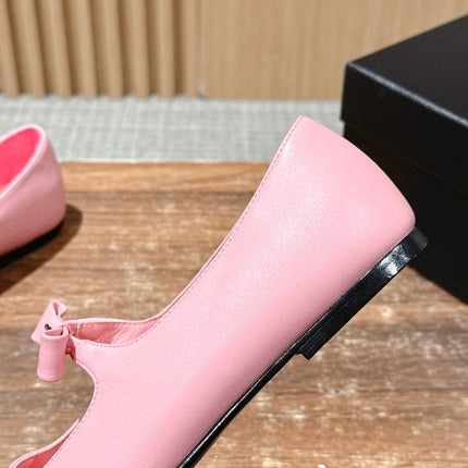 CHANEL 25S BALLET MARY JANES BLACK AND PINK IN CALFSKIN