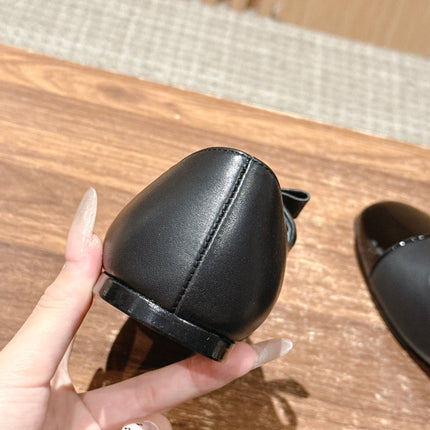 CHANEL 25S BALLET MARY JANES BLACK IN CALFSKIN AND PATENT CALFSKIN