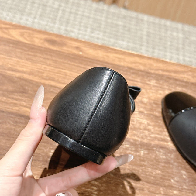 CHANEL 25S BALLET MARY JANES BLACK IN CALFSKIN AND PATENT CALFSKIN