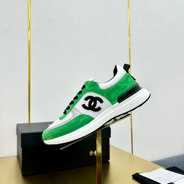 CLASSIC TRAINER IN GREEN MIX WHITE MERCERIZED VELVET