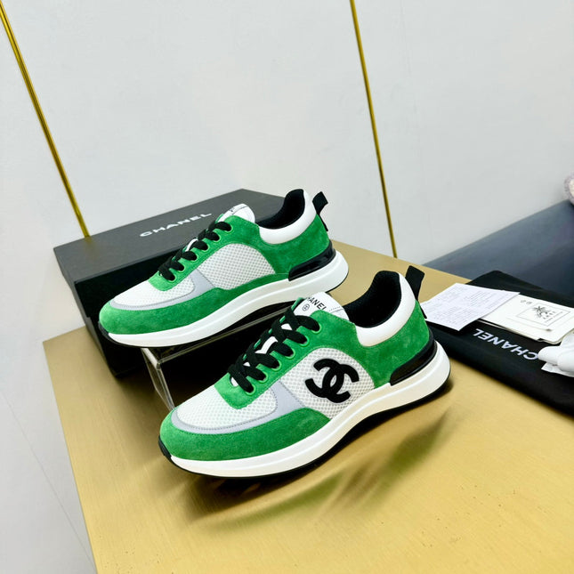 CLASSIC TRAINER IN GREEN MIX WHITE MERCERIZED VELVET