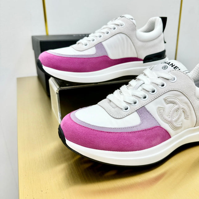 CLASSIC TRAINER IN GREY MIX BRIGHT PINK MERCERIZED VELVET