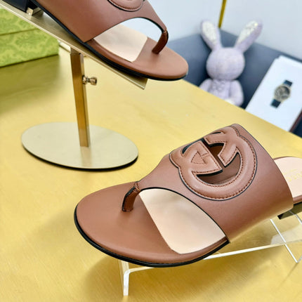 BLONDIE THONG SANDAL IN BRONZE BROWN LAMBSKIN