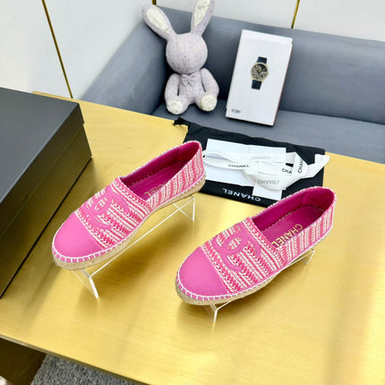 CC ESPADRILLES PLATFORM 25S IN PINK TWEED MIX CALFSKIN