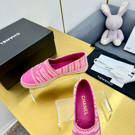 CC ESPADRILLES PLATFORM 25S IN PINK TWEED MIX CALFSKIN
