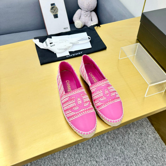 CC ESPADRILLES PLATFORM 25S IN PINK TWEED MIX CALFSKIN