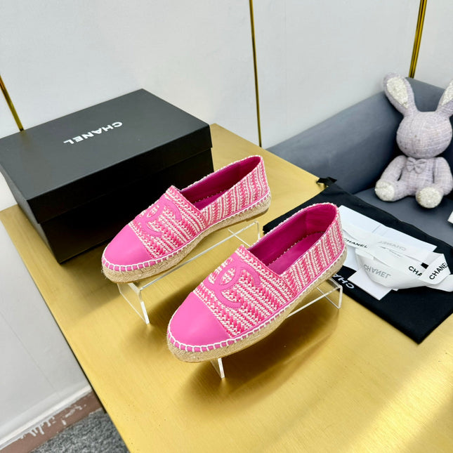 CC ESPADRILLES PLATFORM 25S IN PINK TWEED MIX CALFSKIN
